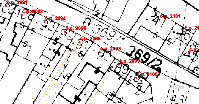 Podlusky 2098, Roudnice nad Labem na parcele st. 90 v KÚ Podlusky, Katastrální mapa
