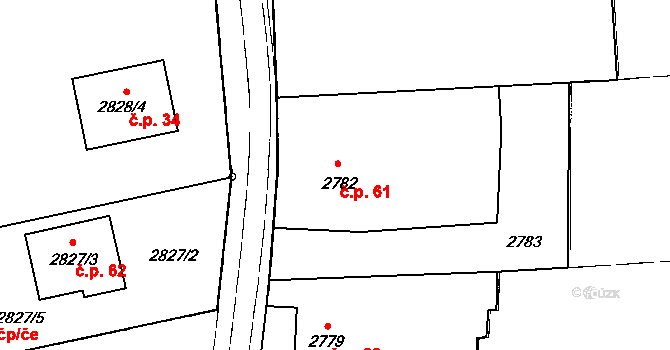 Petrův Dvůr 61, Netolice na parcele st. 2782 v KÚ Netolice, Katastrální mapa