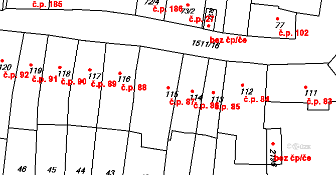 Prachatice I 87, Prachatice na parcele st. 115 v KÚ Prachatice, Katastrální mapa