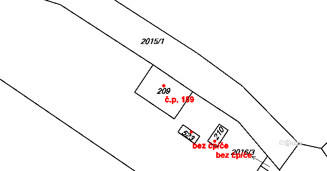 Lnáře 159 na parcele st. 209 v KÚ Lnáře, Katastrální mapa
