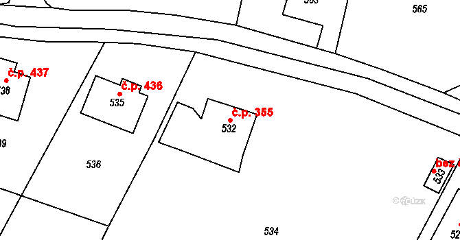 Miřetice u Klášterce nad Ohří 355, Klášterec nad Ohří na parcele st. 532 v KÚ Miřetice u Klášterce nad Ohří, Katastrální mapa