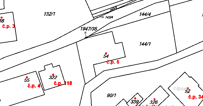 Poříčí u Litomyšle 5 na parcele st. 54 v KÚ Poříčí u Litomyšle, Katastrální mapa