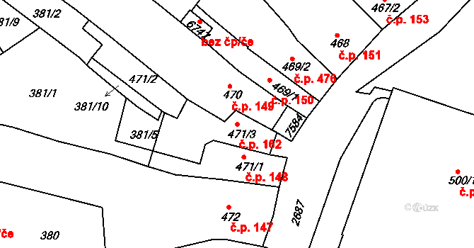 Chrudim II 162, Chrudim na parcele st. 471/3 v KÚ Chrudim, Katastrální mapa