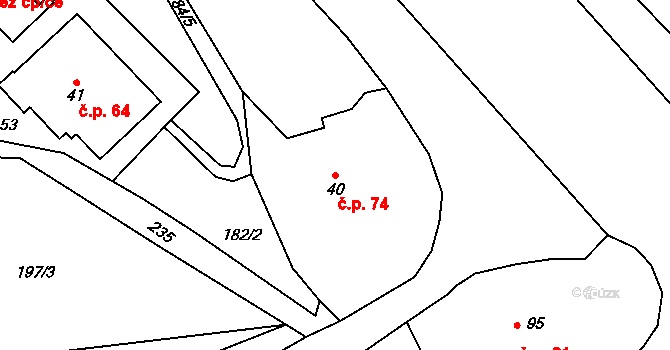 Janské Lázně 74 na parcele st. 40 v KÚ Janské Lázně, Katastrální mapa