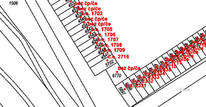 Cheb 1709 na parcele st. 4547 v KÚ Cheb, Katastrální mapa