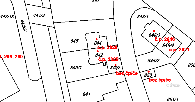 Smíchov 2028, Praha na parcele st. 842 v KÚ Smíchov, Katastrální mapa