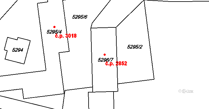 Česká Lípa 2852 na parcele st. 5296/7 v KÚ Česká Lípa, Katastrální mapa