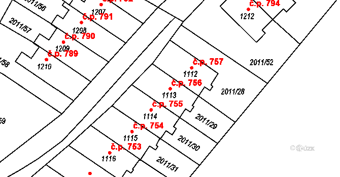 Rtyně v Podkrkonoší 756 na parcele st. 1113 v KÚ Rtyně v Podkrkonoší, Katastrální mapa