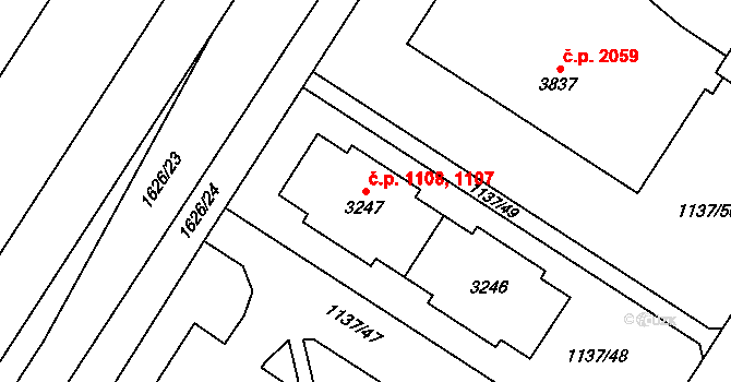 Bolevec 1107,1108, Plzeň na parcele st. 3246 v KÚ Bolevec, Katastrální mapa