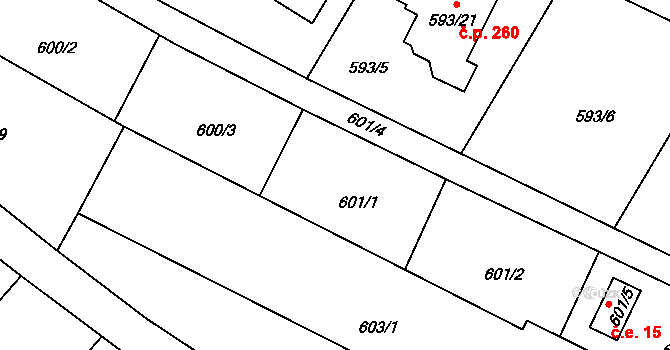 Poříčí 261, Boršov nad Vltavou na parcele st. 601/1 v KÚ Boršov nad Vltavou, Katastrální mapa