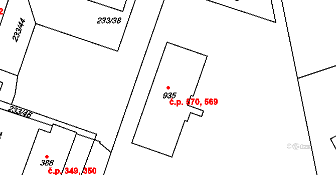 Ždírec nad Doubravou 569,570 na parcele st. 935 v KÚ Ždírec nad Doubravou, Katastrální mapa