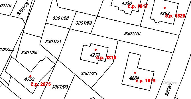 Čelákovice 1818 na parcele st. 4279 v KÚ Čelákovice, Katastrální mapa
