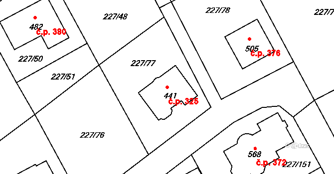 Středokluky 325 na parcele st. 441 v KÚ Středokluky, Katastrální mapa