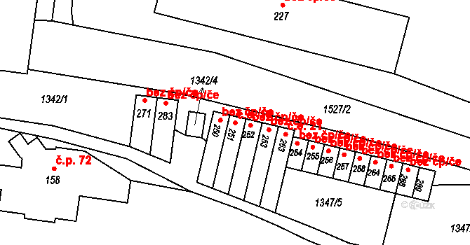 Malá Veleň 19 na parcele st. 251 v KÚ Malá Veleň, Katastrální mapa