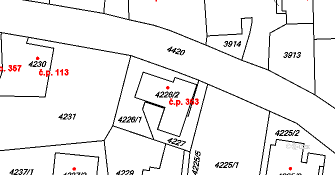 Pustkovec 363, Ostrava na parcele st. 4226/2 v KÚ Pustkovec, Katastrální mapa