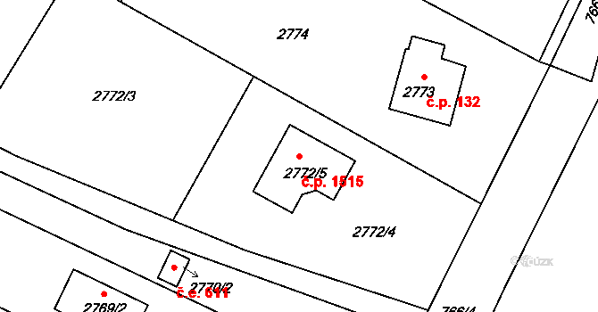 Kopřivnice 1515 na parcele st. 2772/5 v KÚ Kopřivnice, Katastrální mapa