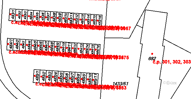 Příluky 3071,3075, Zlín na parcele st. 484/16 v KÚ Příluky u Zlína, Katastrální mapa