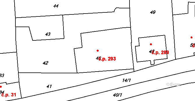 Dolní Chřibská 293, Chřibská na parcele st. 46 v KÚ Dolní Chřibská, Katastrální mapa