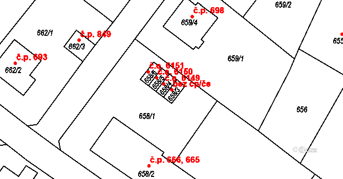 Bukov 6153, Ústí nad Labem na parcele st. 658/3 v KÚ Bukov, Katastrální mapa