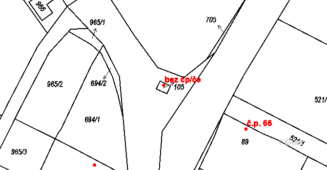Hrušovany 39073866 na parcele st. 105 v KÚ Hrušovany u Chomutova, Katastrální mapa