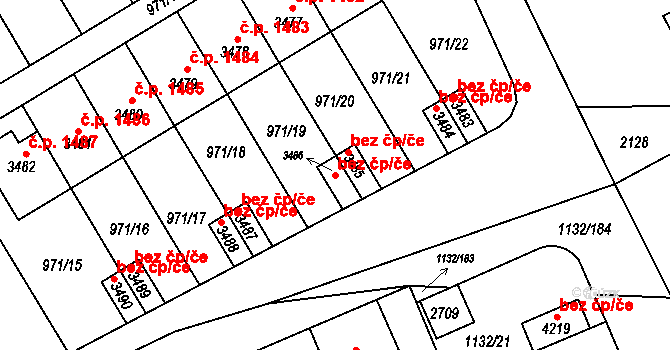 Hradec Králové 40270866 na parcele st. 3486 v KÚ Pražské Předměstí, Katastrální mapa
