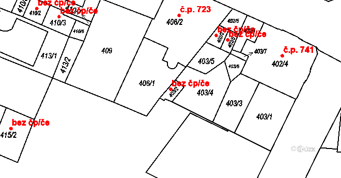 Opava 43788866 na parcele st. 403/2 v KÚ Opava-Předměstí, Katastrální mapa