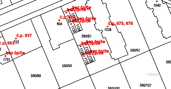 Třebíč 44135866 na parcele st. 1137 v KÚ Podklášteří, Katastrální mapa