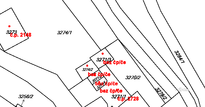 Chomutov 45061866 na parcele st. 3271/3 v KÚ Chomutov II, Katastrální mapa