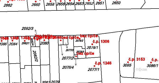 Brno 45547866 na parcele st. 2078/2 v KÚ Židenice, Katastrální mapa