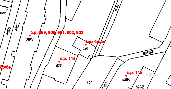 Polička 46409866 na parcele st. 828 v KÚ Polička, Katastrální mapa