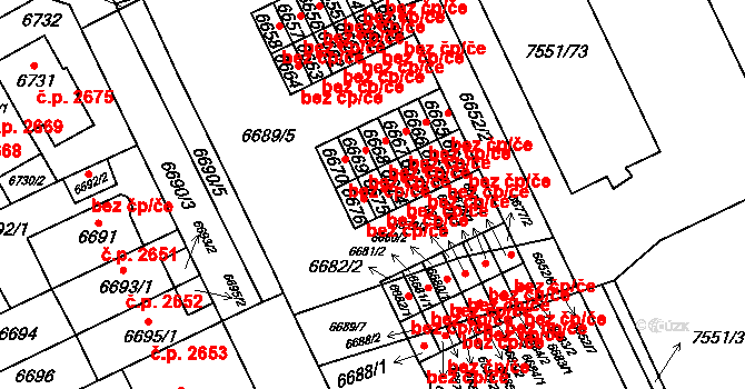 Brno 48249866 na parcele st. 6675 v KÚ Židenice, Katastrální mapa