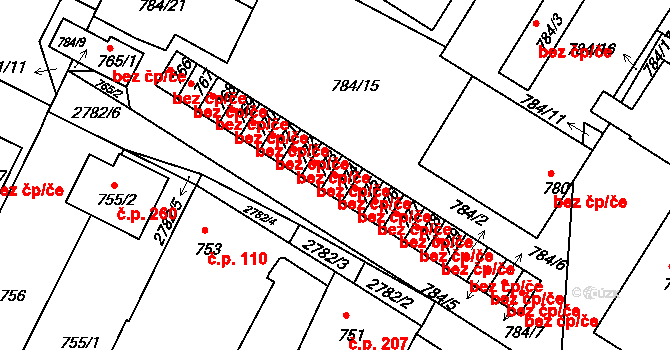 Dačice 49291866 na parcele st. 774 v KÚ Dačice, Katastrální mapa