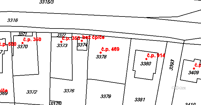 Řevnice 469 na parcele st. 3378 v KÚ Řevnice, Katastrální mapa