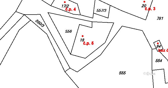 Vnarovy 5, Vimperk na parcele st. 18 v KÚ Výškovice u Vimperka, Katastrální mapa
