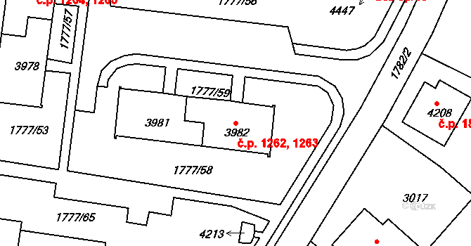 Havlíčkův Brod 1262,1263 na parcele st. 3982 v KÚ Havlíčkův Brod, Katastrální mapa