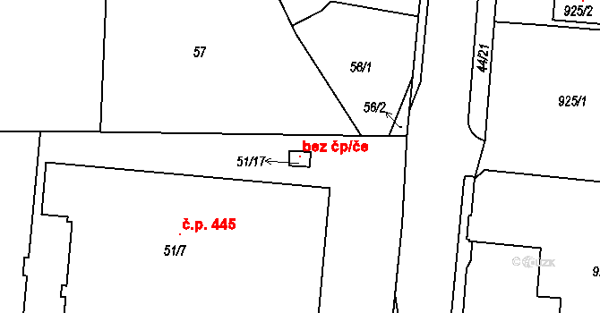 Děčín 96121866 na parcele st. 51/17 v KÚ Boletice nad Labem, Katastrální mapa