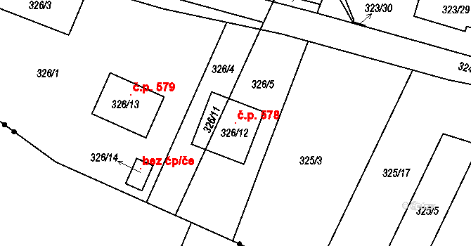 Novosedlice 578 na parcele st. 326/12 v KÚ Novosedlice, Katastrální mapa