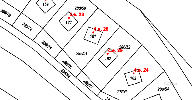 Hrabůvka 25 na parcele st. 161 v KÚ Hrabůvka u Hranic, Katastrální mapa