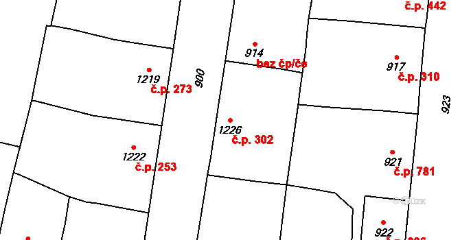 Troubky 302 na parcele st. 1226 v KÚ Troubky nad Bečvou, Katastrální mapa