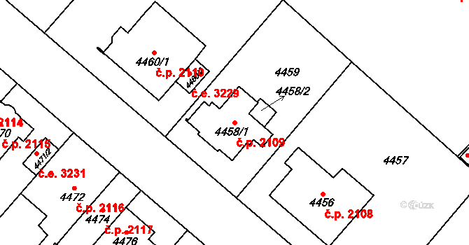 Jihlava 2109 na parcele st. 4458/1 v KÚ Jihlava, Katastrální mapa
