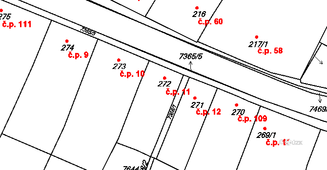 Telč-Štěpnice 11, Telč na parcele st. 272 v KÚ Telč, Katastrální mapa