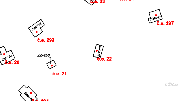 Hostěradice 22, Kamenný Přívoz na parcele st. 229/167 v KÚ Hostěradice, Katastrální mapa