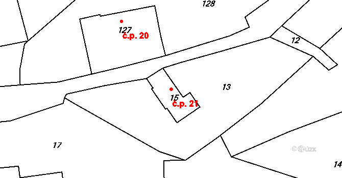 Heřmanice 21, Žandov na parcele st. 15 v KÚ Heřmanice u Žandova, Katastrální mapa