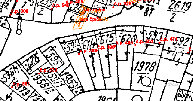 Lanžhot 486 na parcele st. 614 v KÚ Lanžhot, Katastrální mapa