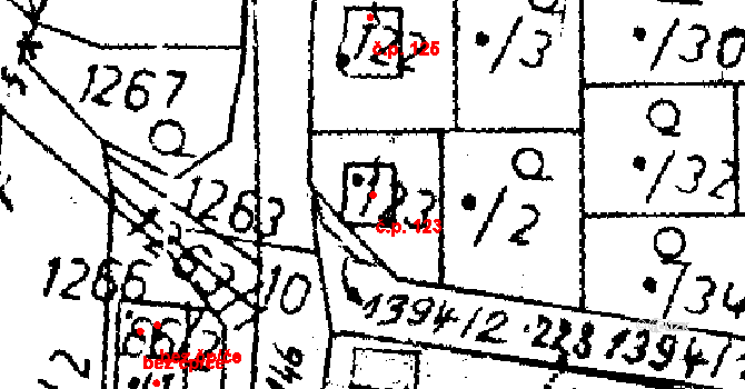 Dlouhý Újezd 123 na parcele st. 123 v KÚ Dlouhý Újezd, Katastrální mapa