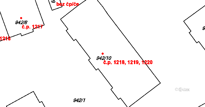 Hořovice 1218,1219,1220 na parcele st. 942/10 v KÚ Velká Víska, Katastrální mapa