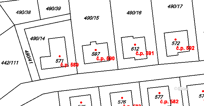 Solanec pod Soláněm 590, Hutisko-Solanec na parcele st. 597 v KÚ Solanec pod Soláněm, Katastrální mapa