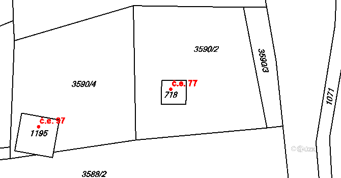 Ledce 77, Nespeky na parcele st. 718 v KÚ Nespeky, Katastrální mapa