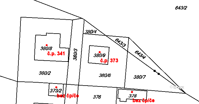 Děčín XXXII-Boletice nad Labem 373, Děčín na parcele st. 380/9 v KÚ Boletice nad Labem, Katastrální mapa