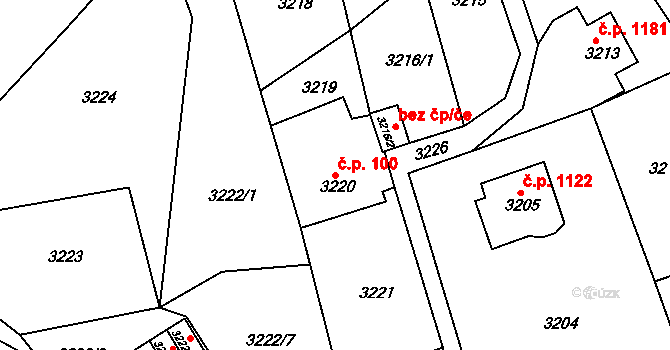 Smržovka 100 na parcele st. 3220 v KÚ Smržovka, Katastrální mapa